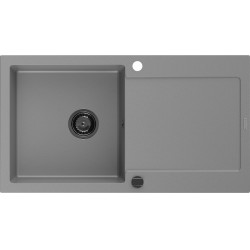 Mexen Leo   Chiuveta bucatarie granit 1 cuva + picurator+ cadou pop up sifon   900 x 500 mm, gri , sifon  negru  - 6501901010-71-B 1 Cuva 467680 Mexen