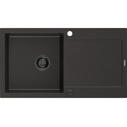 Mexen Leo   Chiuveta bucatarie granit 1 cuva + picurator+ cadou pop up sifon   900 x 500 mm, negru / auriu, sifon  negru  - 6501901010-75-B 1 Cuva 467680 Mexen