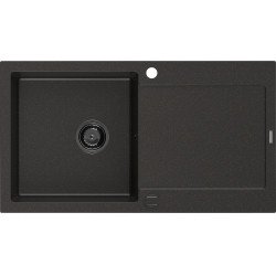 Mexen Leo   Chiuveta bucatarie granit 1 cuva + picurator+ cadou pop up sifon   900 x 500 mm, negru / auriu, sifon  negru  - 6501901010-75-B 1 Cuva 467680 Mexen