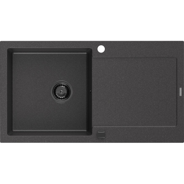 Mexen Leo   Chiuveta bucatarie granit 1 cuva + picurator+ cadou pop up sifon   900 x 500 mm, negru  piatra, sifon  negru  - 6501901010-76-B