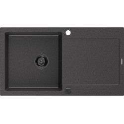 Mexen Leo   Chiuveta bucatarie granit 1 cuva + picurator+ cadou pop up sifon   900 x 500 mm, negru  piatra, sifon  negru  - 6501901010-76-B 1 Cuva 467680 Mexen