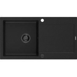 Mexen Leo   Chiuveta bucatarie granit 1 cuva + picurator+ cadou pop up sifon   900 x 500 mm, negru , sifon  negru  - 6501901010-77-B 1 Cuva 467680 Mexen