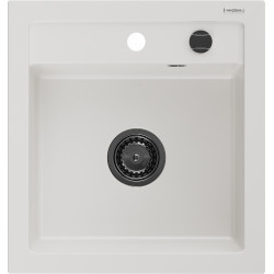 Mexen Vito   Chiuveta bucatarie granit 1 cuva + cadou pop up sifon  520 x 490 mm, alb , sifon  negru  - 6503521000-20-B 1 Cuva 467680 Mexen