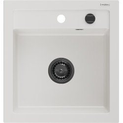 Mexen Vito   Chiuveta bucatarie granit 1 cuva + cadou pop up sifon  520 x 490 mm, alb , sifon  negru  - 6503521000-20-B 1 Cuva 467680 Mexen