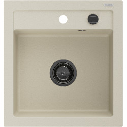 Mexen Vito   Chiuveta bucatarie granit 1 cuva + cadou pop up sifon  520 x 490 mm, beige, sifon  negru  - 6503521000-69-B 1 Cuva 467680 Mexen