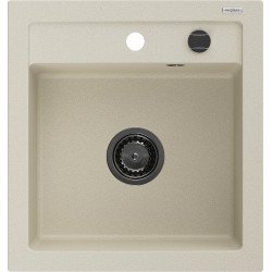 Mexen Vito   Chiuveta bucatarie granit 1 cuva + cadou pop up sifon  520 x 490 mm, beige, sifon  negru  - 6503521000-69-B 1 Cuva 467680 Mexen