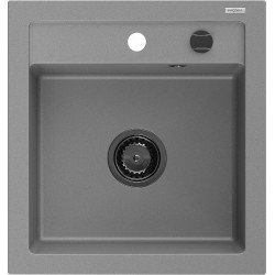 Mexen Vito   Chiuveta bucatarie granit 1 cuva + cadou pop up sifon  520 x 490 mm, gri , sifon  negru  - 6503521000-71-B 1 Cuva 467680 Mexen