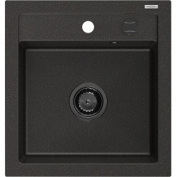 Mexen Vito   Chiuveta bucatarie granit 1 cuva + cadou pop up sifon  520 x 490 mm, negru / auriu, sifon  negru  - 6503521000-75-B 1 Cuva 467680 Mexen