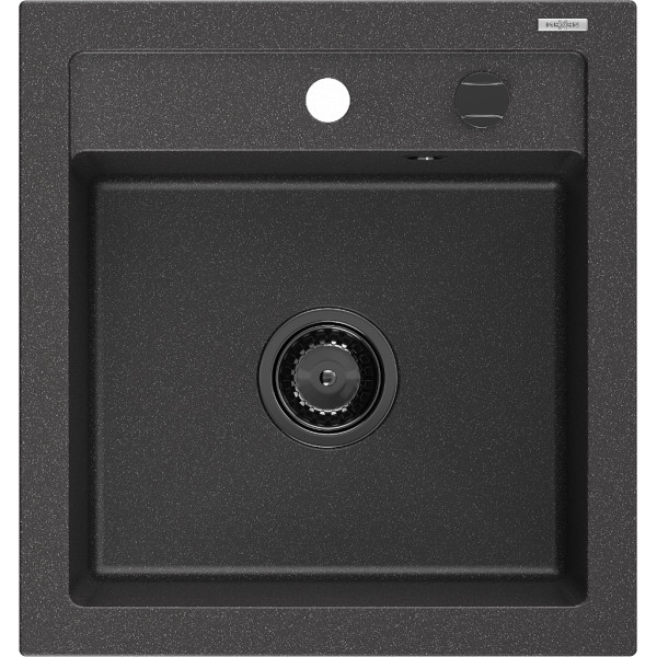Mexen Vito   Chiuveta bucatarie granit 1 cuva + cadou pop up sifon  520 x 490 mm, negru  piatra, sifon  negru  - 6503521000-76-B