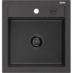 Mexen Vito   Chiuveta bucatarie granit 1 cuva + cadou pop up sifon  520 x 490 mm, negru  piatra, sifon  negru  - 6503521000-76-B 1 Cuva 467680 Mexen