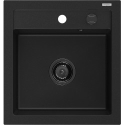 Mexen Vito   Chiuveta bucatarie granit 1 cuva + cadou pop up sifon  520 x 490 mm, negru , sifon  negru  - 6503521000-77-B 1 Cuva 467680 Mexen