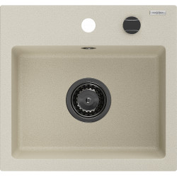 Mexen Milo   Chiuveta bucatarie granit 1 cuva + cadou pop up sifon  435 x 410 mm, beige, sifon  negru  - 6505441000-69-B 1 Cuva 467680 Mexen