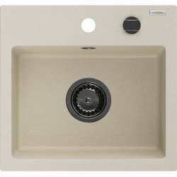 Mexen Milo   Chiuveta bucatarie granit 1 cuva + cadou pop up sifon  435 x 410 mm, beige, sifon  negru  - 6505441000-69-B 1 Cuva 467680 Mexen