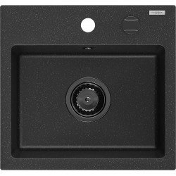 Mexen Milo   Chiuveta bucatarie granit 1 cuva + cadou pop up sifon  435 x 410 mm, negru / chrom, sifon  negru  - 6505441000-73-B 1 Cuva 467680 Mexen