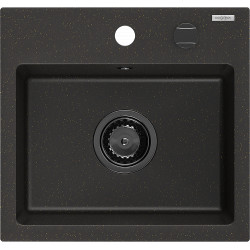 Mexen Milo   Chiuveta bucatarie granit 1 cuva + cadou pop up sifon  435 x 410 mm, negru / auriu, sifon  negru  - 6505441000-75-B 1 Cuva 467680 Mexen