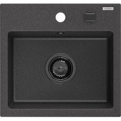 Mexen Milo   Chiuveta bucatarie granit 1 cuva + cadou pop up sifon  435 x 410 mm, negru  piatra, sifon  negru  - 6505441000-76-B 1 Cuva 467680 Mexen