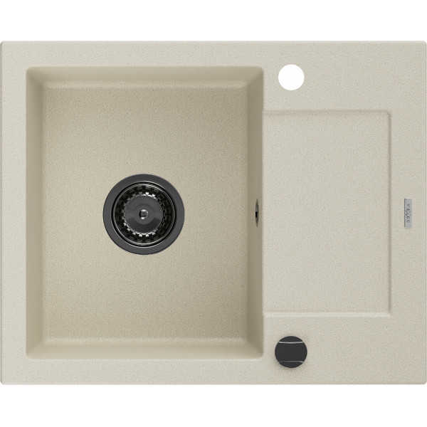 Mexen Enzo   Chiuveta bucatarie granit 1 cuva + picurator+ cadou pop up sifon   576 x 465 mm, beige, sifon  negru  - 6506571005-69-B