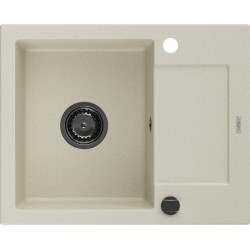 Mexen Enzo   Chiuveta bucatarie granit 1 cuva + picurator+ cadou pop up sifon   576 x 465 mm, beige, sifon  negru  - 6506571005-69-B 1 Cuva 467680 Mexen