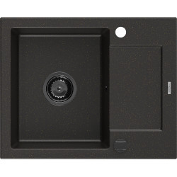 Mexen Enzo   Chiuveta bucatarie granit 1 cuva + picurator+ cadou pop up sifon   576 x 465 mm, negru / auriu, sifon  negru  - 6506571005-75-B 1 Cuva 467680 Mexen