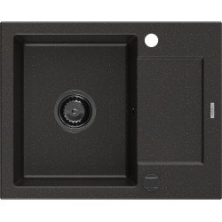 Mexen Enzo   Chiuveta bucatarie granit 1 cuva + picurator+ cadou pop up sifon   576 x 465 mm, negru / auriu, sifon  negru  - 6506571005-75-B 1 Cuva 467680 Mexen