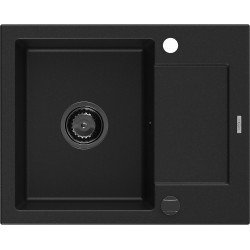 Mexen Enzo   Chiuveta bucatarie granit 1 cuva + picurator+ cadou pop up sifon   576 x 465 mm, negru , sifon  negru  - 6506571005-77-B 1 Cuva 467680 Mexen