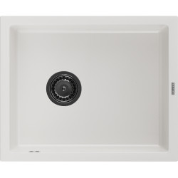 Mexen Pedro   Chiuveta bucatarie granit 1 cuva + cadou pop up sifon  560 x 460 mm, alb , sifon  negru  - 6508561000-20-B 1 Cuva 467680 Mexen