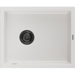 Mexen Pedro   Chiuveta bucatarie granit 1 cuva + cadou pop up sifon  560 x 460 mm, alb , sifon  negru  - 6508561000-20-B 1 Cuva 467680 Mexen