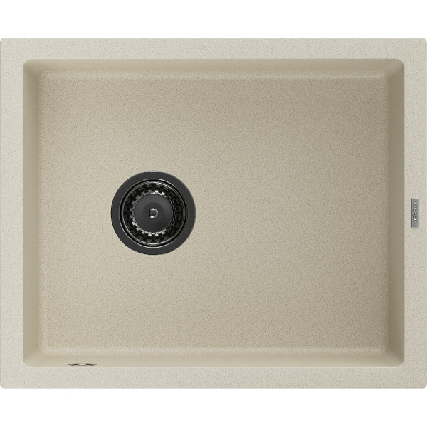 Mexen Pedro   Chiuveta bucatarie granit 1 cuva + cadou pop up sifon  560 x 460 mm, beige, sifon  negru  - 6508561000-69-B