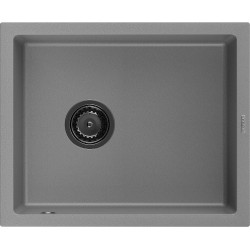 Mexen Pedro   Chiuveta bucatarie granit 1 cuva + cadou pop up sifon  560 x 460 mm, gri , sifon  negru  - 6508561000-71-B 1 Cuva 467680 Mexen