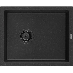 Mexen Pedro   Chiuveta bucatarie granit 1 cuva + cadou pop up sifon  560 x 460 mm, negru / chrom, sifon  negru  - 6508561000-73-B 1 Cuva 467680 Mexen