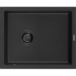 Mexen Pedro   Chiuveta bucatarie granit 1 cuva + cadou pop up sifon  560 x 460 mm, negru / chrom, sifon  negru  - 6508561000-73-B 1 Cuva 467680 Mexen