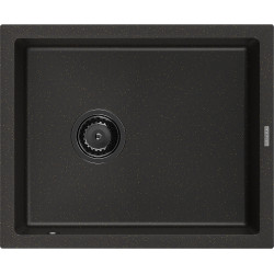 Mexen Pedro   Chiuveta bucatarie granit 1 cuva + cadou pop up sifon  560 x 460 mm, negru / auriu, sifon  negru  - 6508561000-75-B 1 Cuva 467680 Mexen