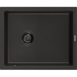 Mexen Pedro   Chiuveta bucatarie granit 1 cuva + cadou pop up sifon  560 x 460 mm, negru / auriu, sifon  negru  - 6508561000-75-B 1 Cuva 467680 Mexen