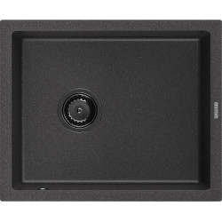 Mexen Pedro   Chiuveta bucatarie granit 1 cuva + cadou pop up sifon  560 x 460 mm, negru  piatra, sifon  negru  - 6508561000-76-B 1 Cuva 467680 Mexen