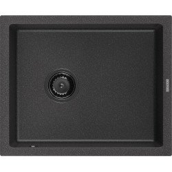 Mexen Pedro   Chiuveta bucatarie granit 1 cuva + cadou pop up sifon  560 x 460 mm, negru  piatra, sifon  negru  - 6508561000-76-B 1 Cuva 467680 Mexen