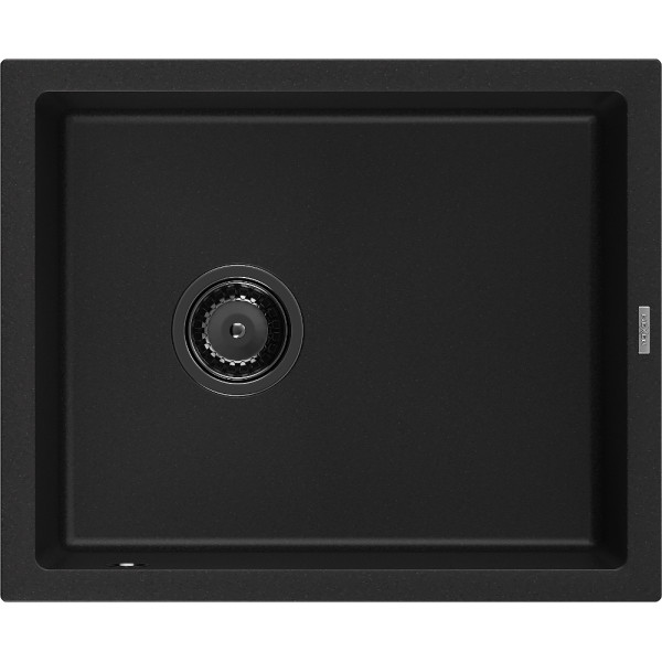 Mexen Pedro   Chiuveta bucatarie granit 1 cuva + cadou pop up sifon  560 x 460 mm, negru , sifon  negru  - 6508561000-77-B