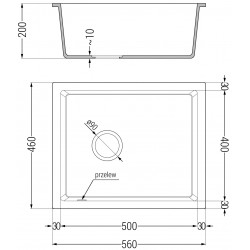 Mexen Pedro   Chiuveta bucatarie granit 1 cuva + cadou pop up sifon  560 x 460 mm, negru , sifon  negru  - 6508561000-77-B