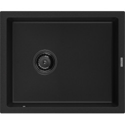 Mexen Pedro   Chiuveta bucatarie granit 1 cuva + cadou pop up sifon  560 x 460 mm, negru , sifon  negru  - 6508561000-77-B 1 Cuva 467680 Mexen