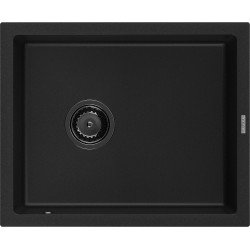 Mexen Pedro   Chiuveta bucatarie granit 1 cuva + cadou pop up sifon  560 x 460 mm, negru , sifon  negru  - 6508561000-77-B 1 Cuva 467680 Mexen