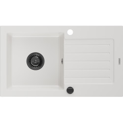 Mexen Pablo   Chiuveta bucatarie granit 1 cuva + picurator+ cadou pop up sifon   752 x 436 mm, alb , sifon  negru  - 6510751010-20-B 1 Cuva 467680 Mexen