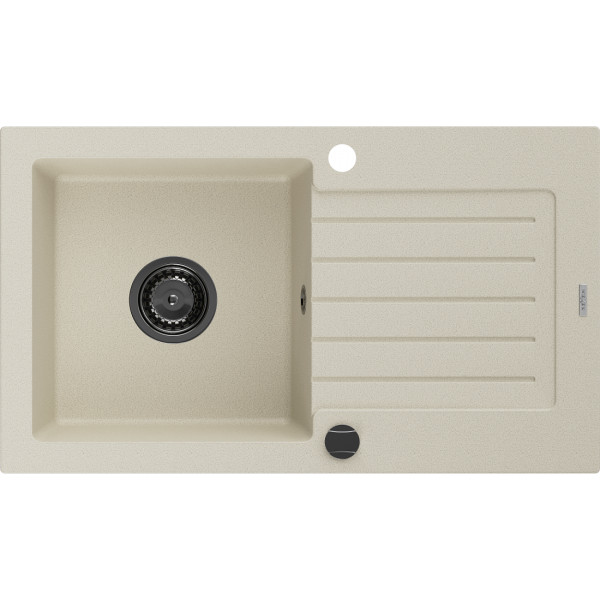 Mexen Pablo   Chiuveta bucatarie granit 1 cuva + picurator+ cadou pop up sifon   752 x 436 mm, beige, sifon  negru  - 6510751010-69-B
