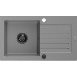 Mexen Pablo   Chiuveta bucatarie granit 1 cuva + picurator+ cadou pop up sifon   752 x 436 mm, gri , sifon  negru  - 6510751010-71-B 1 Cuva 467680 Mexen