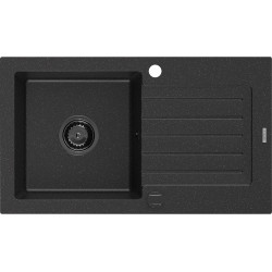 Mexen Pablo   Chiuveta bucatarie granit 1 cuva + picurator+ cadou pop up sifon   752 x 436 mm, negru / chrom, sifon  negru  - 6510751010-73-B 1 Cuva 467680 Mexen