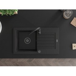 Mexen Pablo   Chiuveta bucatarie granit 1 cuva + picurator+ cadou pop up sifon   752 x 436 mm, negru , sifon  negru  - 6510751010-77-B