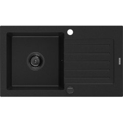 Mexen Pablo   Chiuveta bucatarie granit 1 cuva + picurator+ cadou pop up sifon   752 x 436 mm, negru , sifon  negru  - 6510751010-77-B 1 Cuva 467680 Mexen