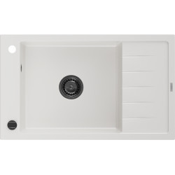 Mexen Elias   Chiuveta bucatarie granit 1 cuva + picurator+ cadou pop up sifon   795 x 480 mm, alb , sifon  negru  - 6511791005-20-B 1 Cuva 467680 Mexen