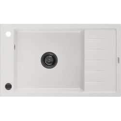 Mexen Elias   Chiuveta bucatarie granit 1 cuva + picurator+ cadou pop up sifon   795 x 480 mm, alb , sifon  negru  - 6511791005-20-B 1 Cuva 467680 Mexen