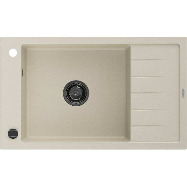 Mexen Elias   Chiuveta bucatarie granit 1 cuva + picurator+ cadou pop up sifon   795 x 480 mm, beige, sifon  negru  - 6511791005-69-B