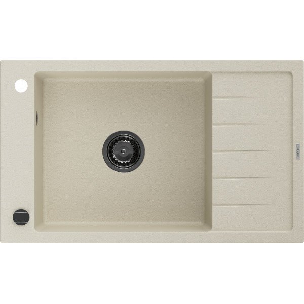 Mexen Elias   Chiuveta bucatarie granit 1 cuva + picurator+ cadou pop up sifon   795 x 480 mm, beige, sifon  negru  - 6511791005-69-B
