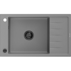 Mexen Elias   Chiuveta bucatarie granit 1 cuva + picurator+ cadou pop up sifon   795 x 480 mm, gri , sifon  negru  - 6511791005-71-B 1 Cuva 467680 Mexen